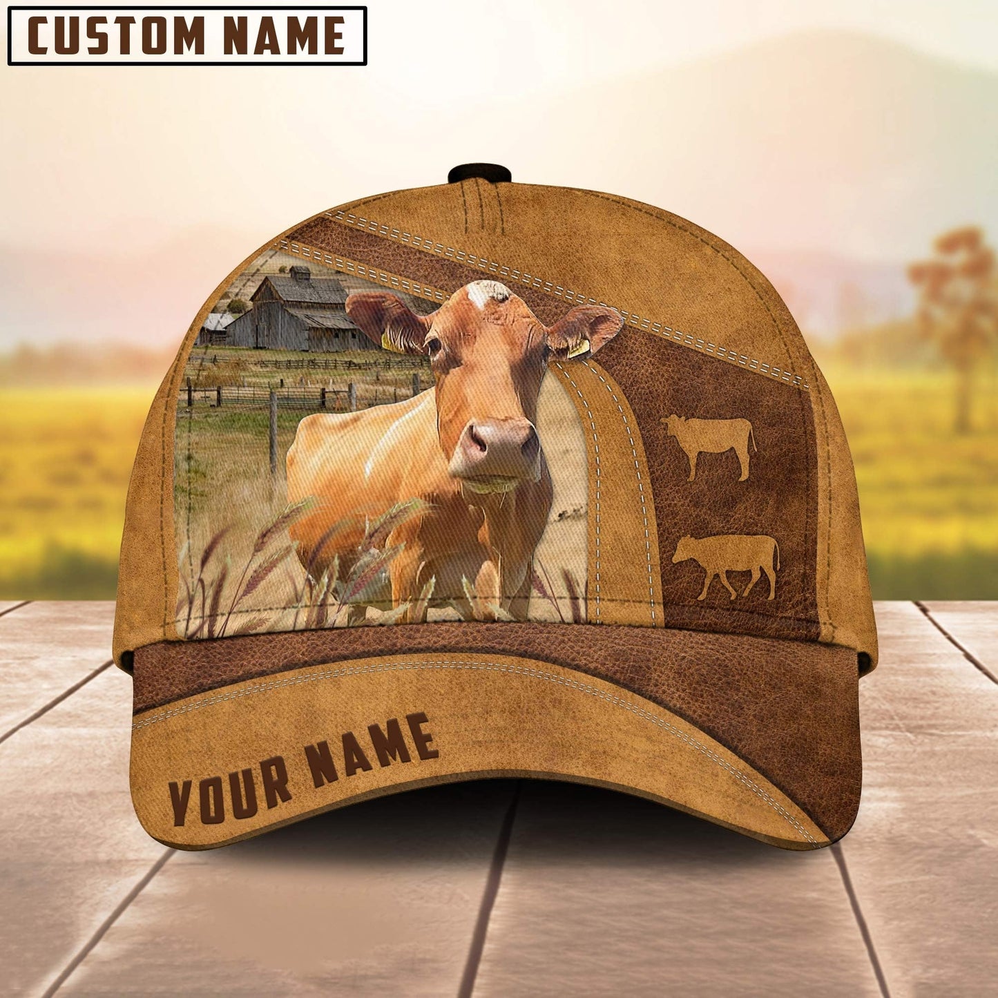 Custom Name Guernsey Cale 3D Cap 3D All Over Print Baseball Cap, Cap For Farm Lovers, Animal Cap, Leather Pattern Cap CA3015