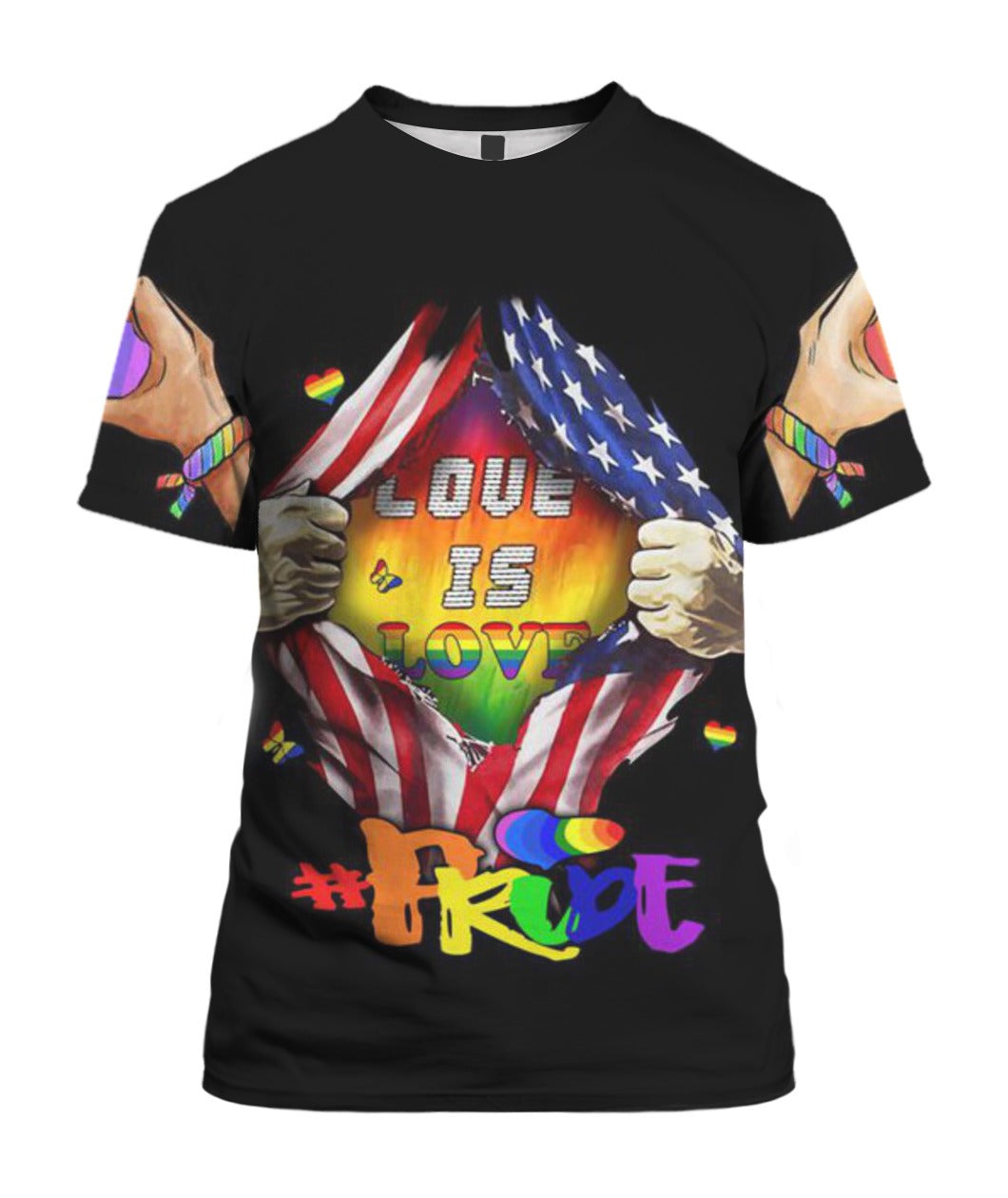 Lgbt 3D All Over Print T Shirt Love Is Love Rainbow Pride Shirts For Lesbian Gayer Pride Gifts LO0940