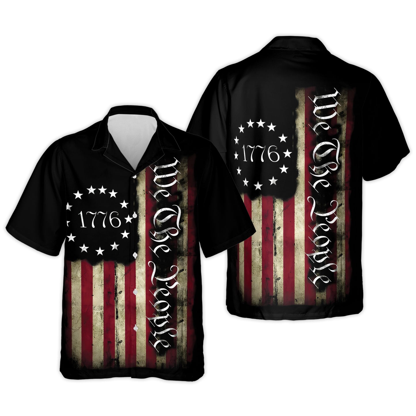 We are people Vintage american Flag Printed Short Sleeve hawaiian Shirt for men and women HO3662