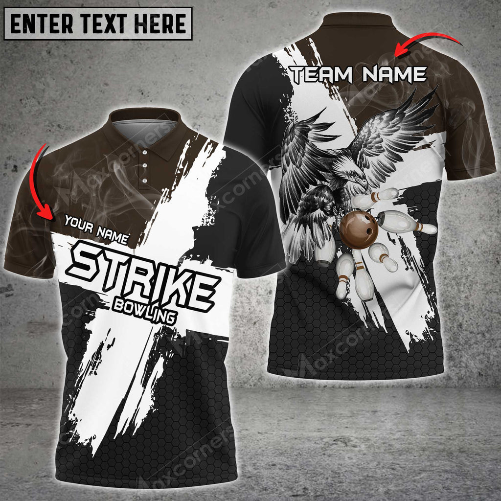 Bowling Ball \u0026 Pins Strike Eagle Multicolor Option Customized Name, Team  Name 3D Polo Shirt BO0412, image size:1024x1024