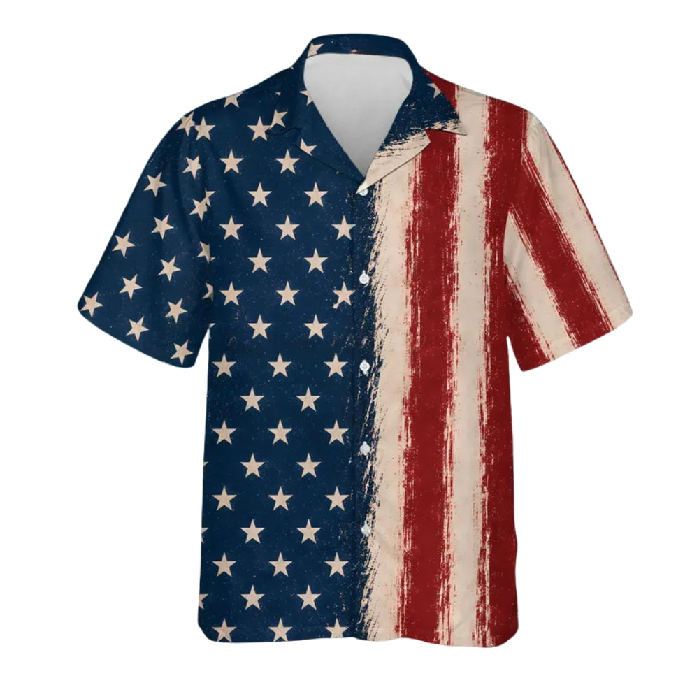 Vinatge American Flag Hawaiian Shirt For Men Women, Patriotic Hawaiian Shirts HE0605