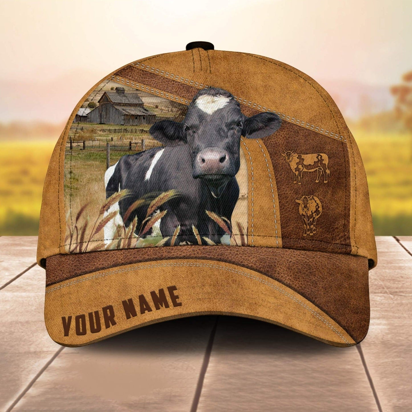 Custom Name Holstein Cale 3D Cap 3D All Over Print Baseball Cap, Cap For Farm Lovers, Animal Cap, Leather Pattern Cap CA2991