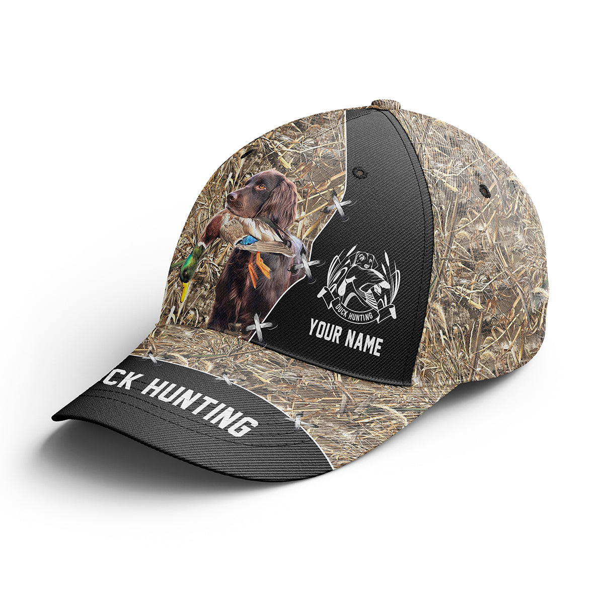 Lasfour 3D All Over Print Baseball Cap Custom Name Duck Hunting With Boykin Spaniel Cap CA0460