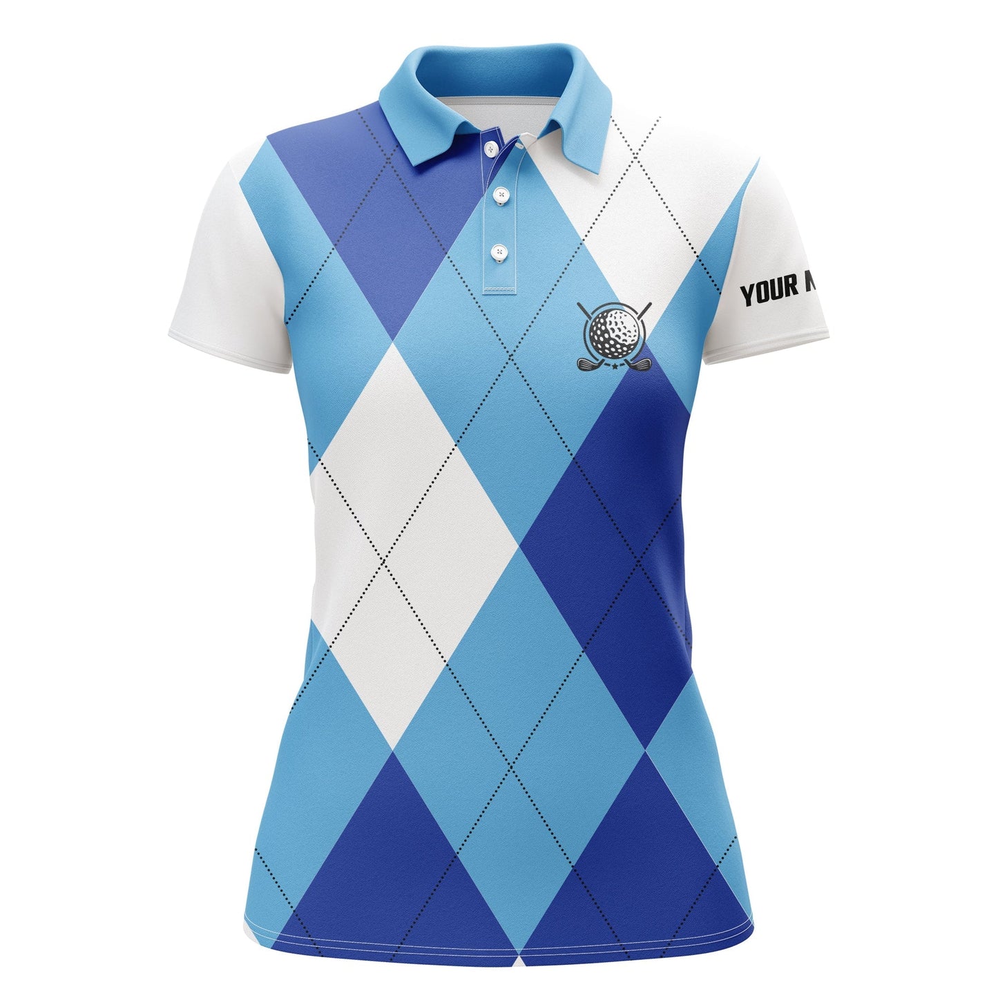 Women Golf Polos Shirts Custom Name Multicolor And White Golf Pattern, Personalized Golf Gifts SO0933