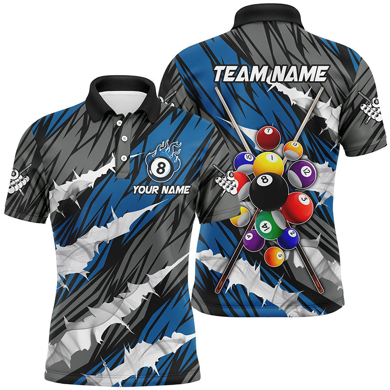 Billiards Balls 3D Multi Color Pattern Customized Name, Team Name 3D Polo Shirt For Men BIO0037