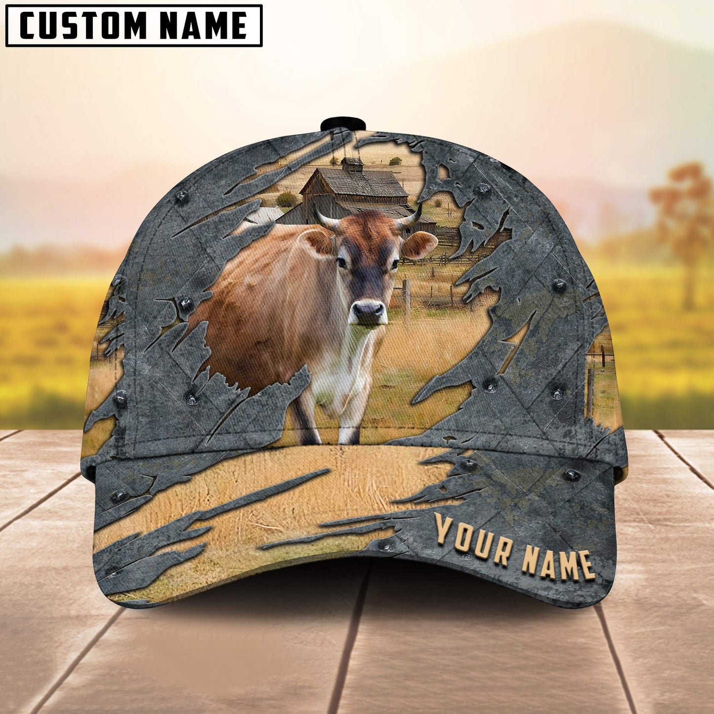 Jersey Customized Name 3D Cap 3D All Over Print Baseball Cap, Cap For Farm Lovers, Animal Cap, Leather Pattern Cap CA3215
