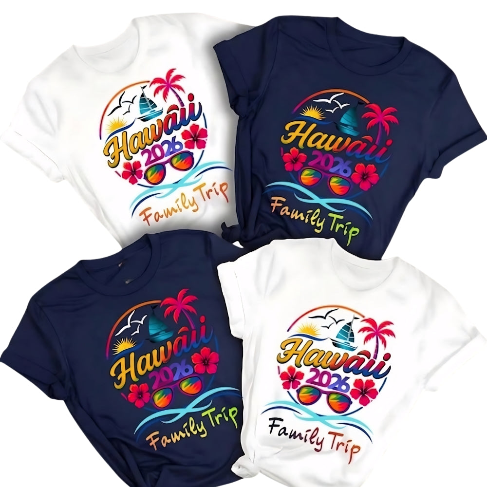 Custom Hawaii Family Trip Vacation T Shirts, Custom Matching Family Vacation Shirts ET0070