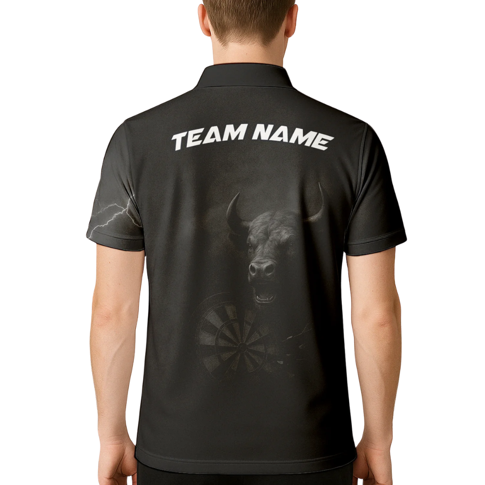 Custom Bull Black Dart Polo Shirt For Men, Custom Bull Darts Team Shirts DZ0110