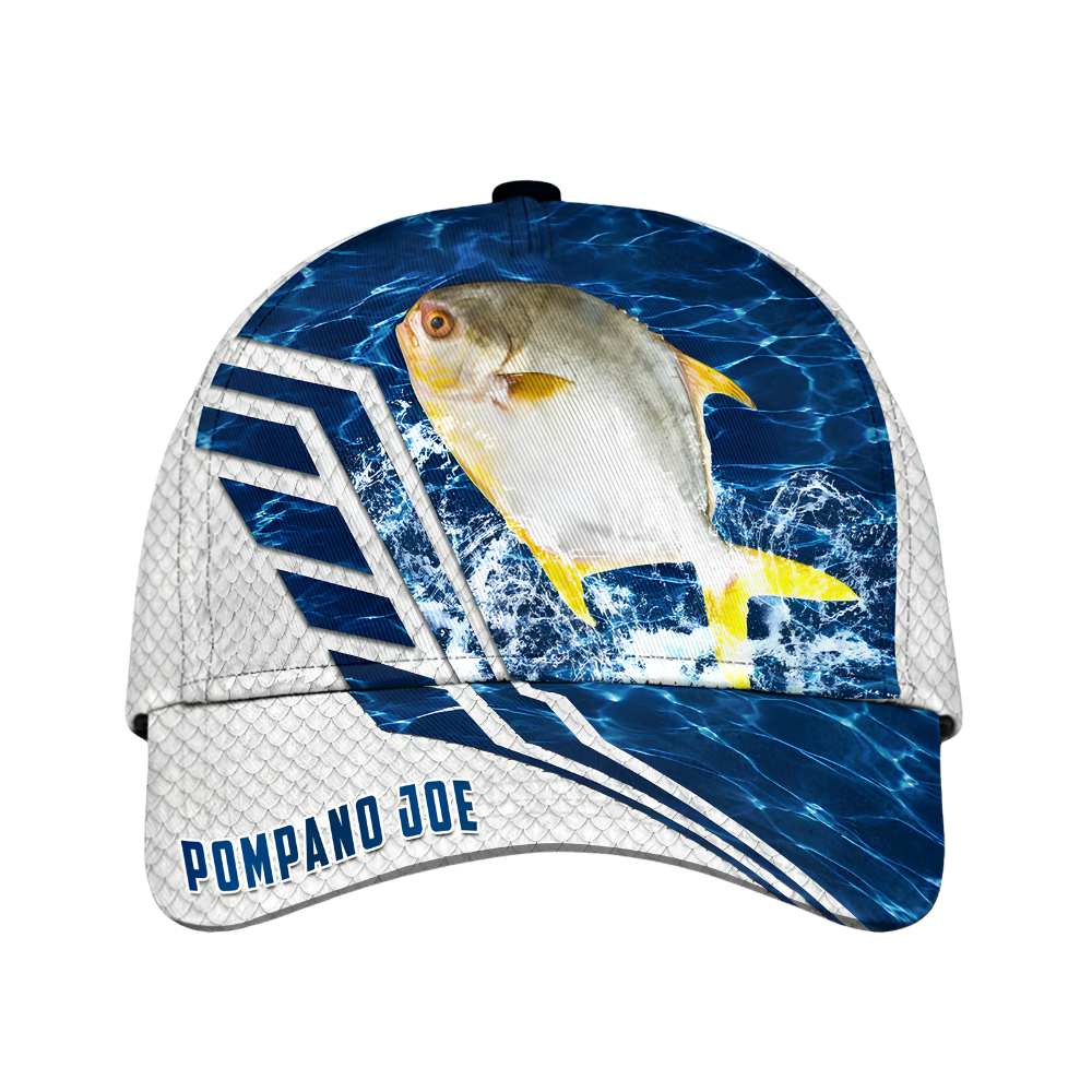 Custom Pompano Fish Baseball Cap 3D Printed, Custom Fishing Lover Cap Hat CP0670