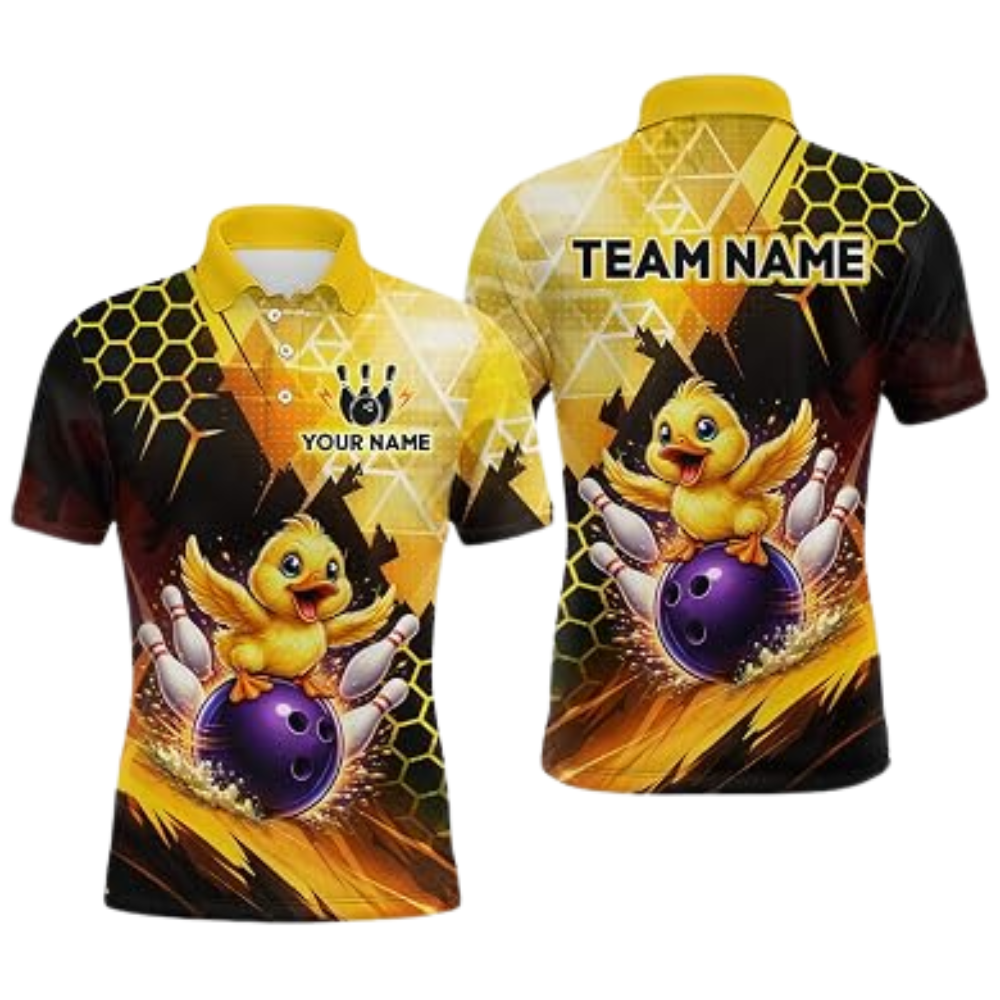 Funny Duck Custom Mens Bowling Polo Shirt For Men, Custom Duck Lover Bowling Team Shirts BZ0820