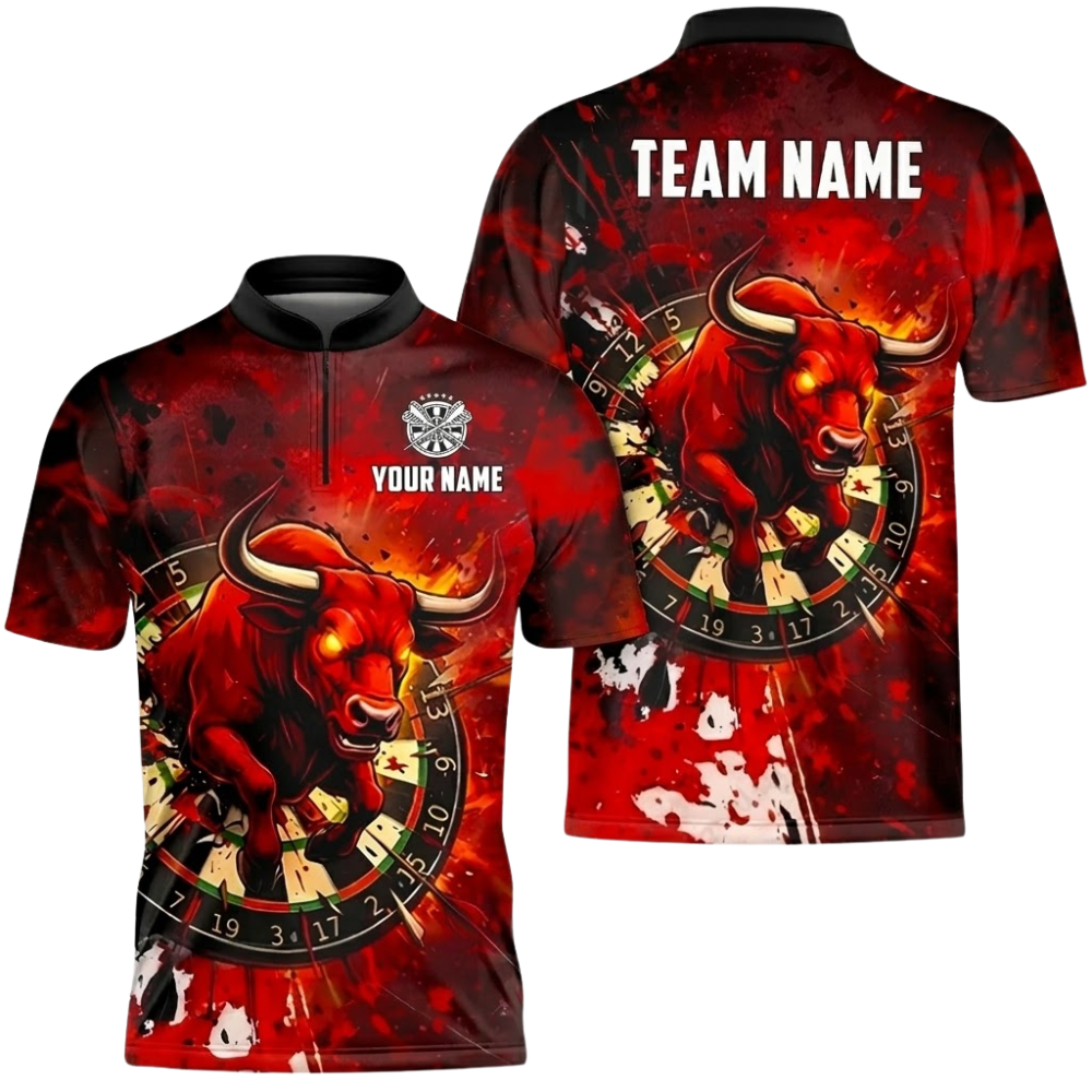 Custom Bull Blue Darts Jersey For Men, Custom Bull Dart Team Shirts DZ0104
