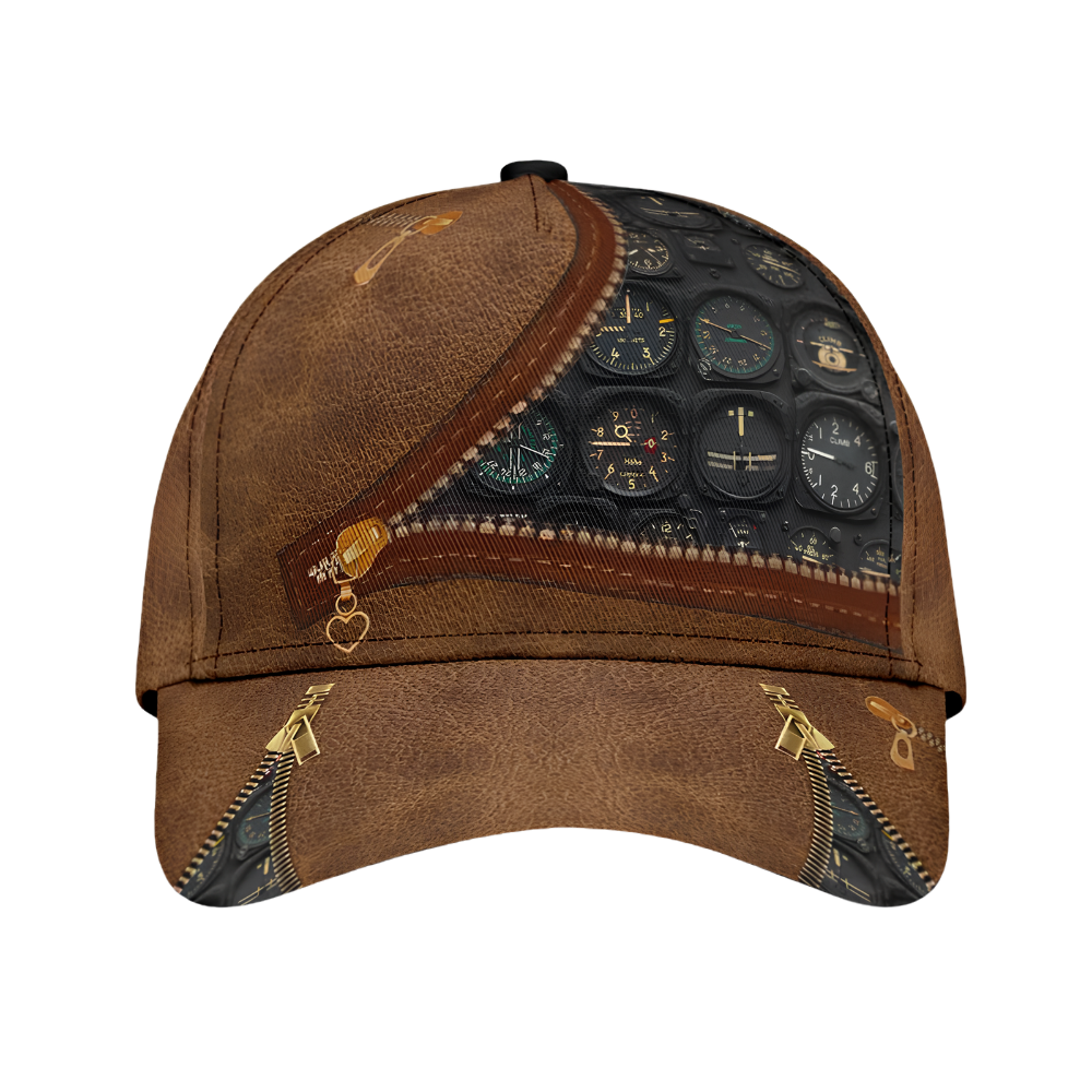 Custom Pilot Zipper 3D Printed Baseball Cap, Custom Pilot Cap Hat With Name CP0682