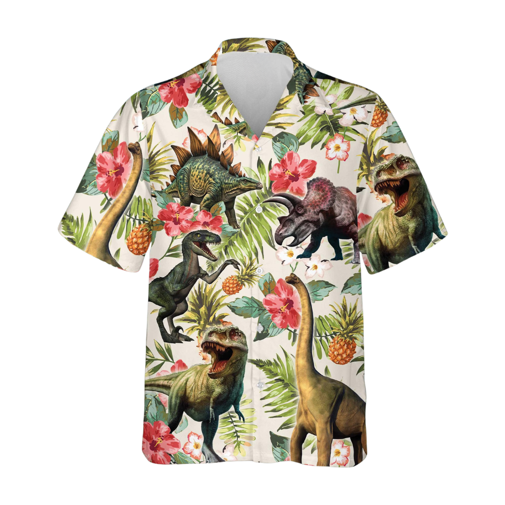 Tropical Dinosaur Hawaiian Shirt For Men, Dinosaur Hawaiian Shirt HE0613