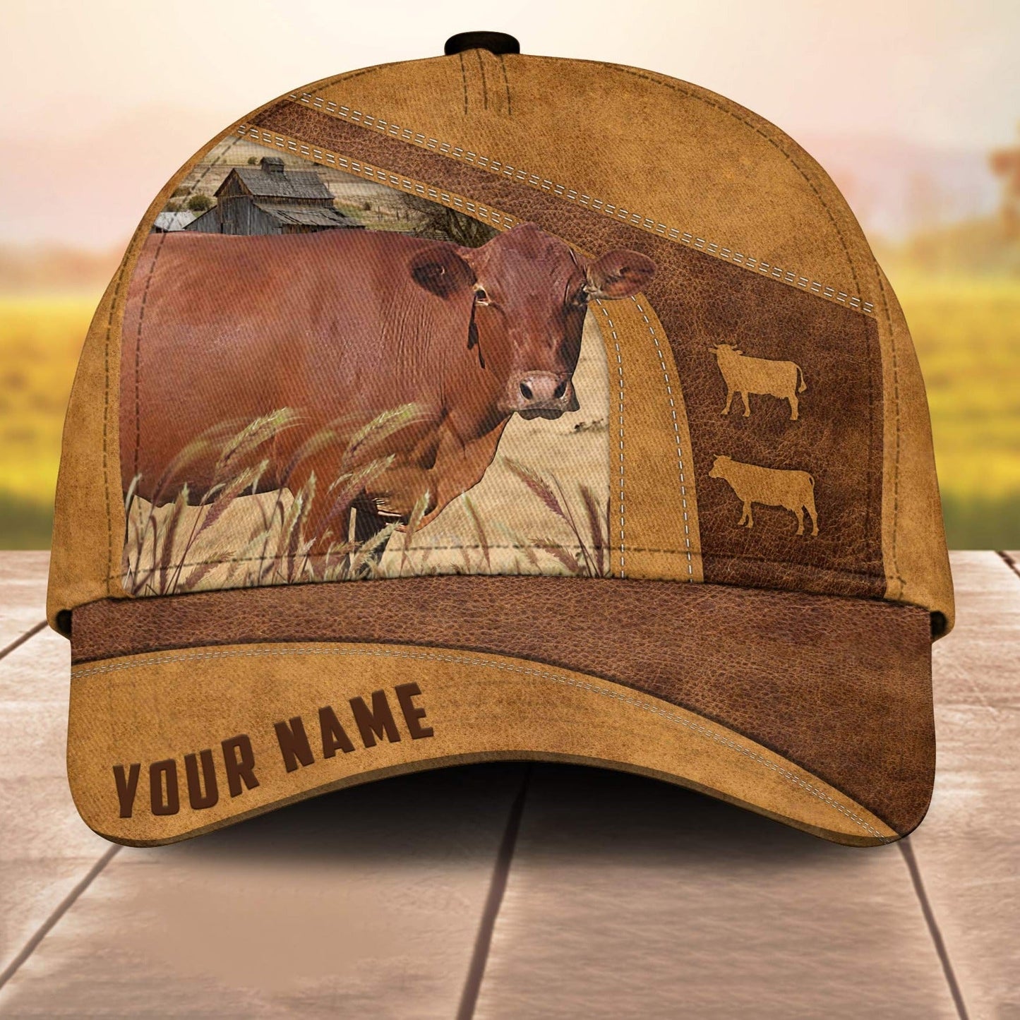 Barzona Custom Name 3D Cap 3D All Over Print Baseball Cap, Cap For Farm Lovers, Animal Cap, Leather Pattern Cap CA3092