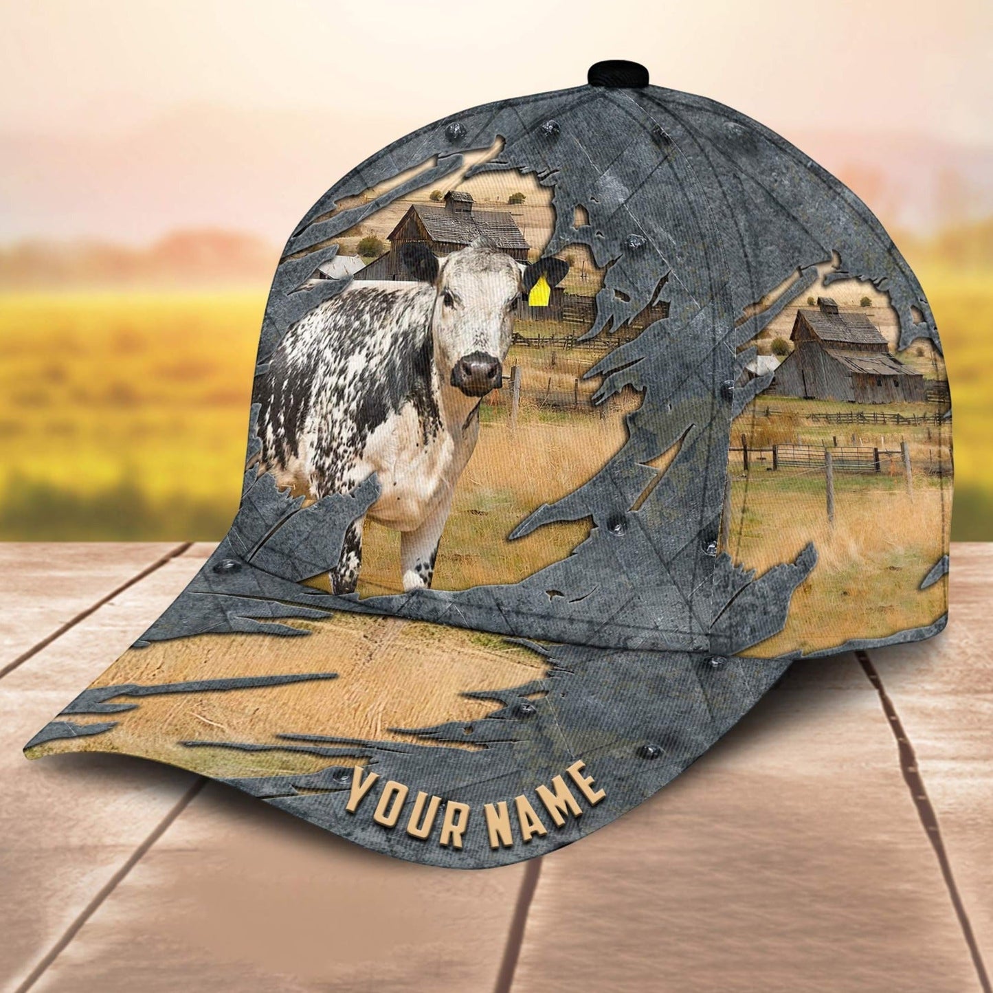 Speckle Park Customized Name 3D Cap 3D All Over Print Baseball Cap, Cap For Farm Lovers, Animal Cap, Leather Pattern Cap CA3203