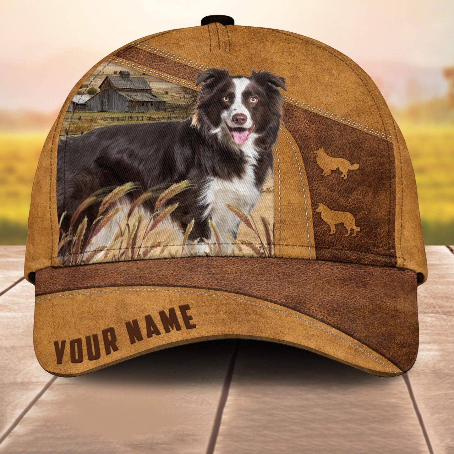 Custom Name Border Collie 3D Cap Sh 3D All Over Print Baseball Cap, Cap For Farm Lovers, Animal Cap, Leather Pattern Cap CA3071