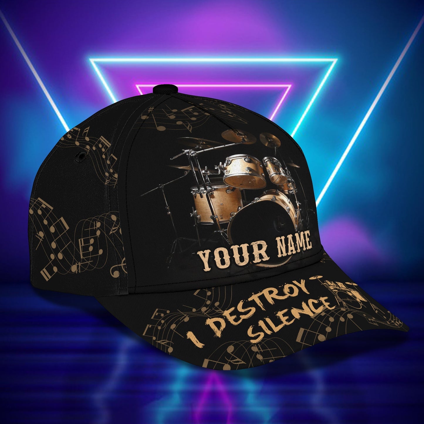 3D Classic Cap I Destroy Silence Drumer Personalized Name Cap 26 Lasfour CA2231