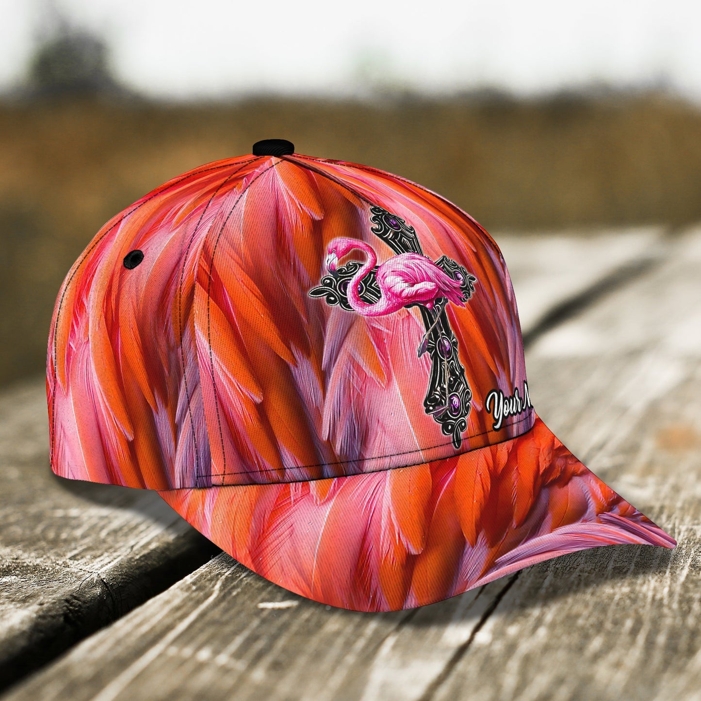 3D Classic Cap Flamingo Cross Personalized Name Cap 436 Lasfour CA1269