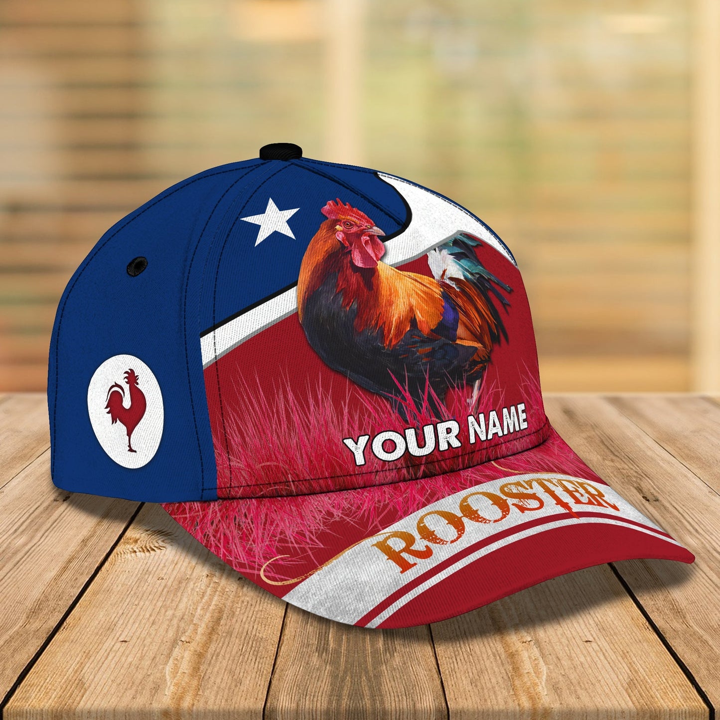 3D Classic Cap Texas Rooster Personalized Name Cap Lasfour CA1482