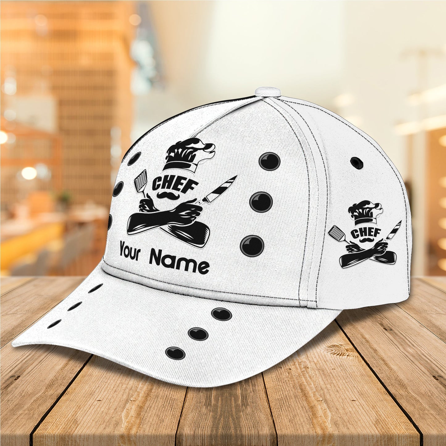 3D Classic Cap Chef Personalized Name Cap 53 Lasfour CA0793