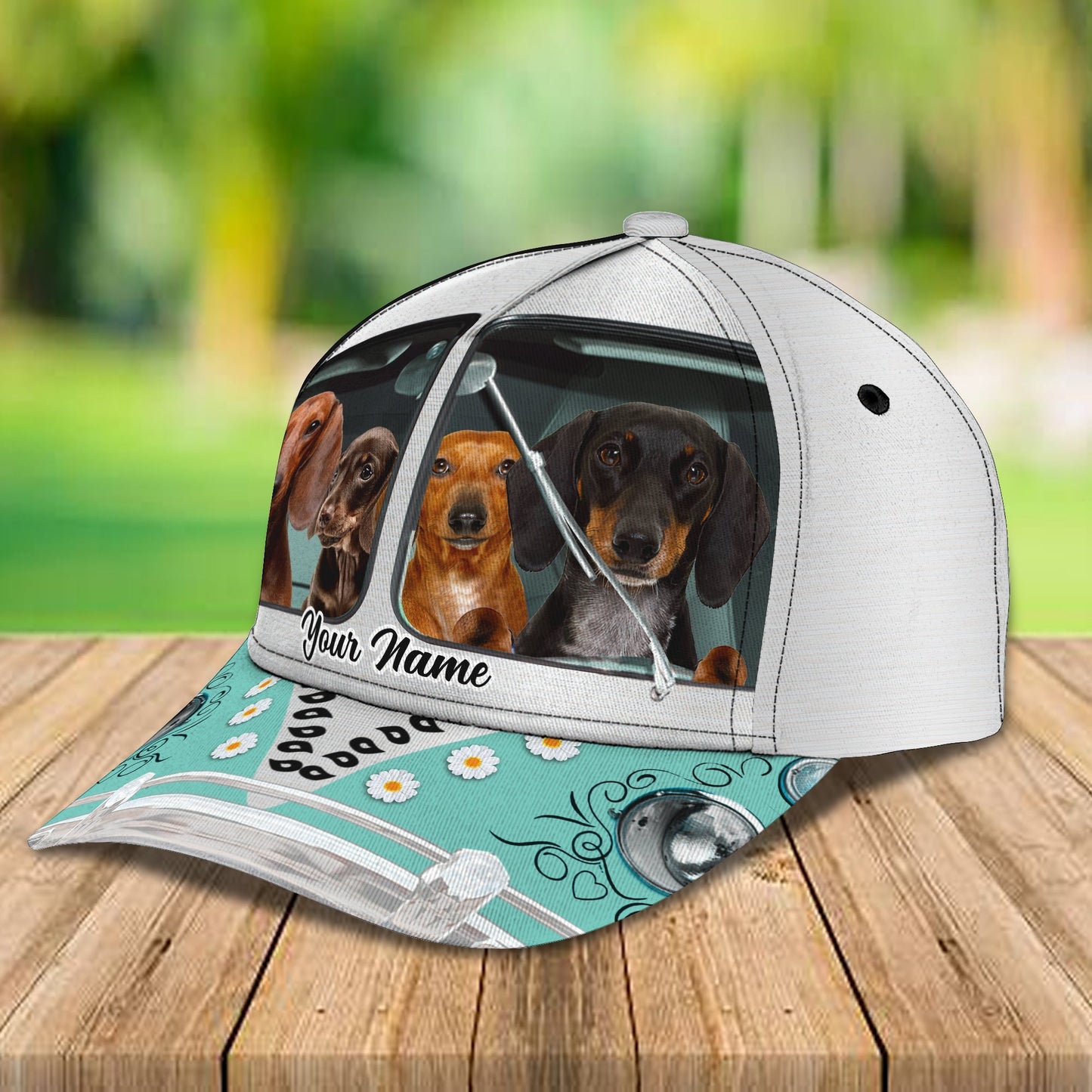 3D Classic Cap Dachshund Personalized Name Cap 01 Lasfour CA2222