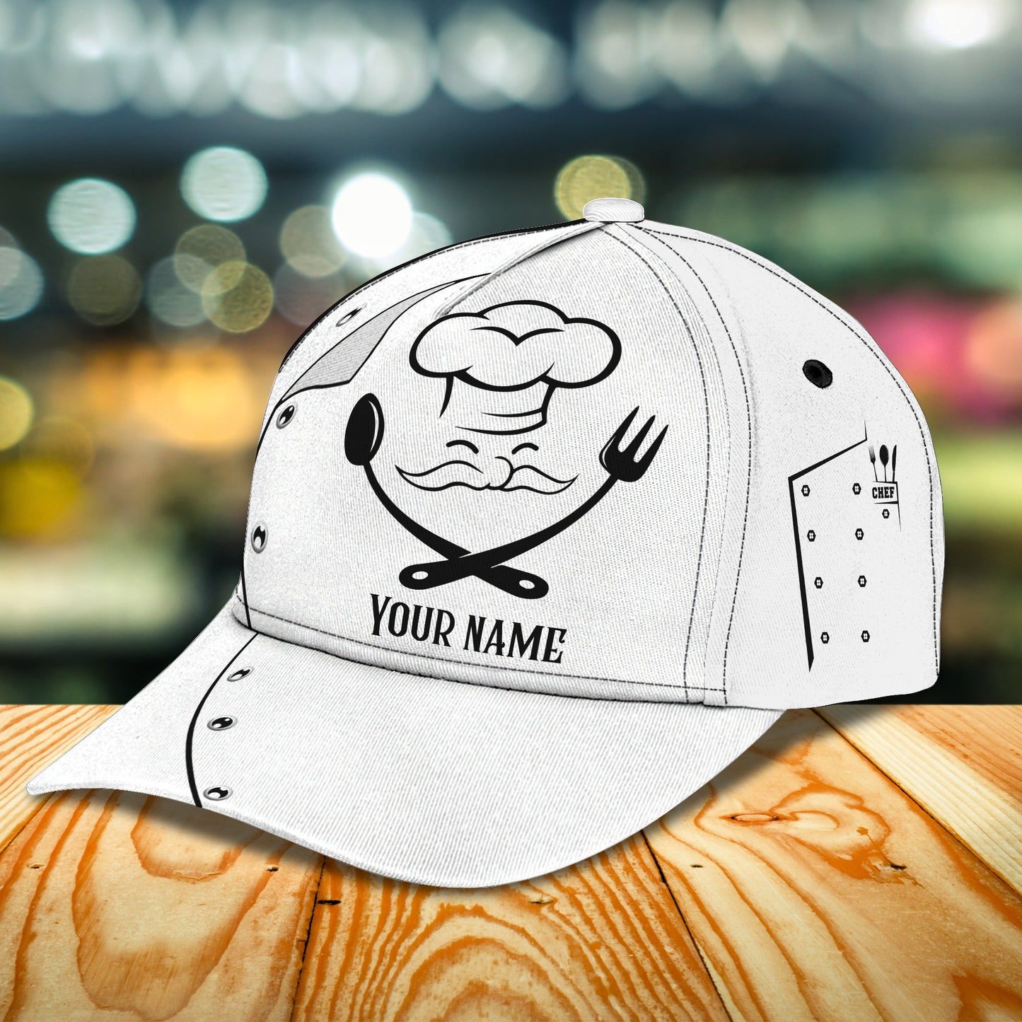 3D Classic Cap Chef Personalized Name Cap Lasfour CA0852
