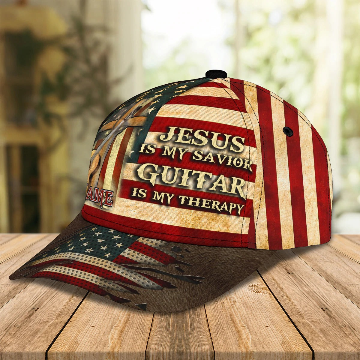 Jesus Is My Savivor Guitar Is My Therapy Personalized Name Cap For Guitar Man, Jesus Guitar Cap Hat CO0441