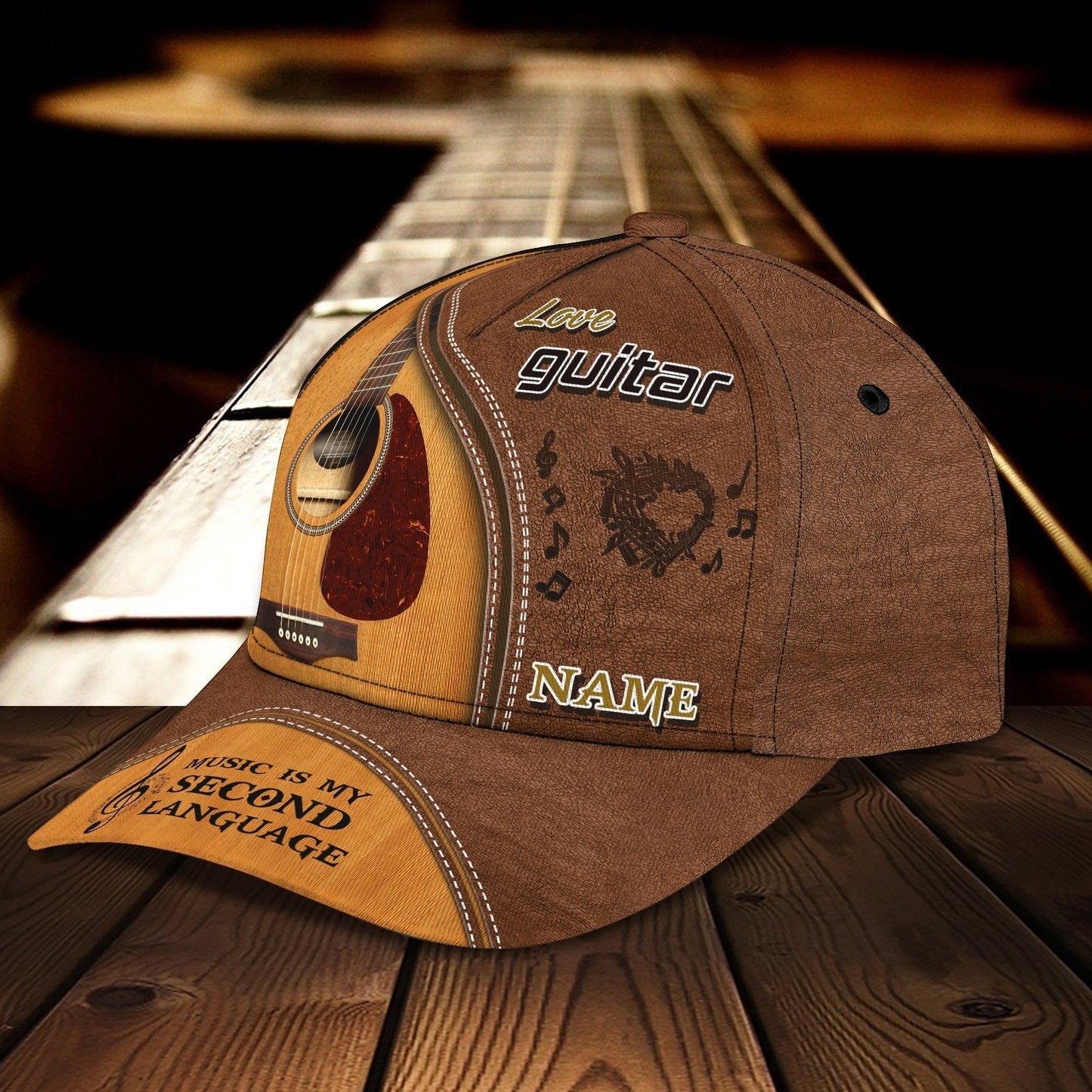 Custom Name Funny Gift For Guitar Man, Guitarist Baseball 3D Cap, Where World Fall Music Speak, Musican Cap CO0435