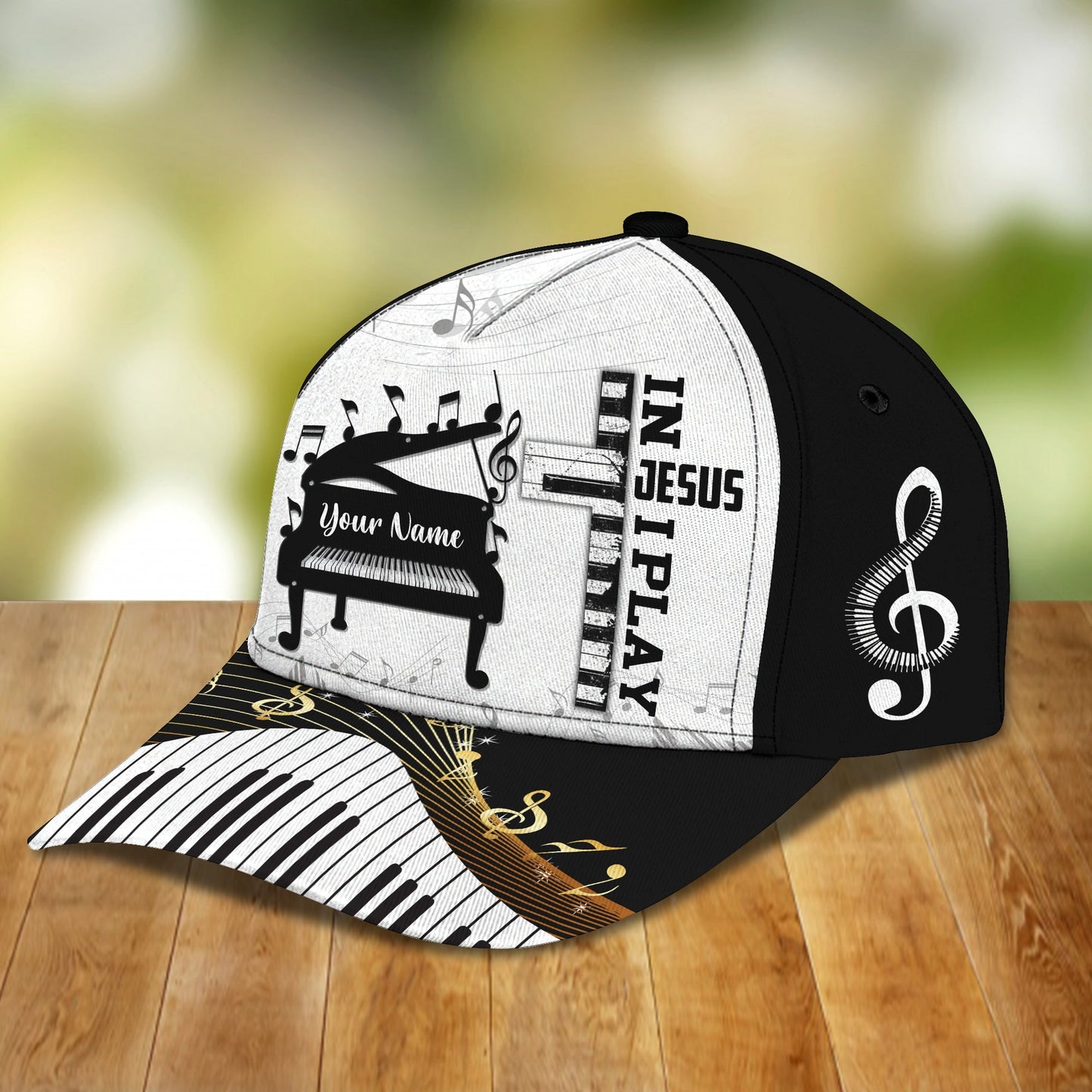 3D Classic Cap Piano 2 Personalized Name Cap Lasfour CA2250