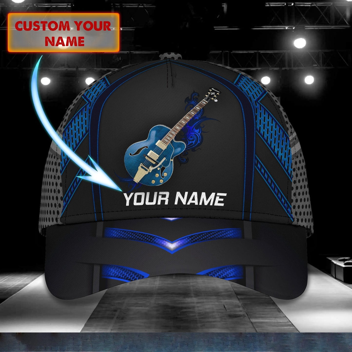 3D Classic Cap Guitar Personalized Name Cap Lasfour CA1599