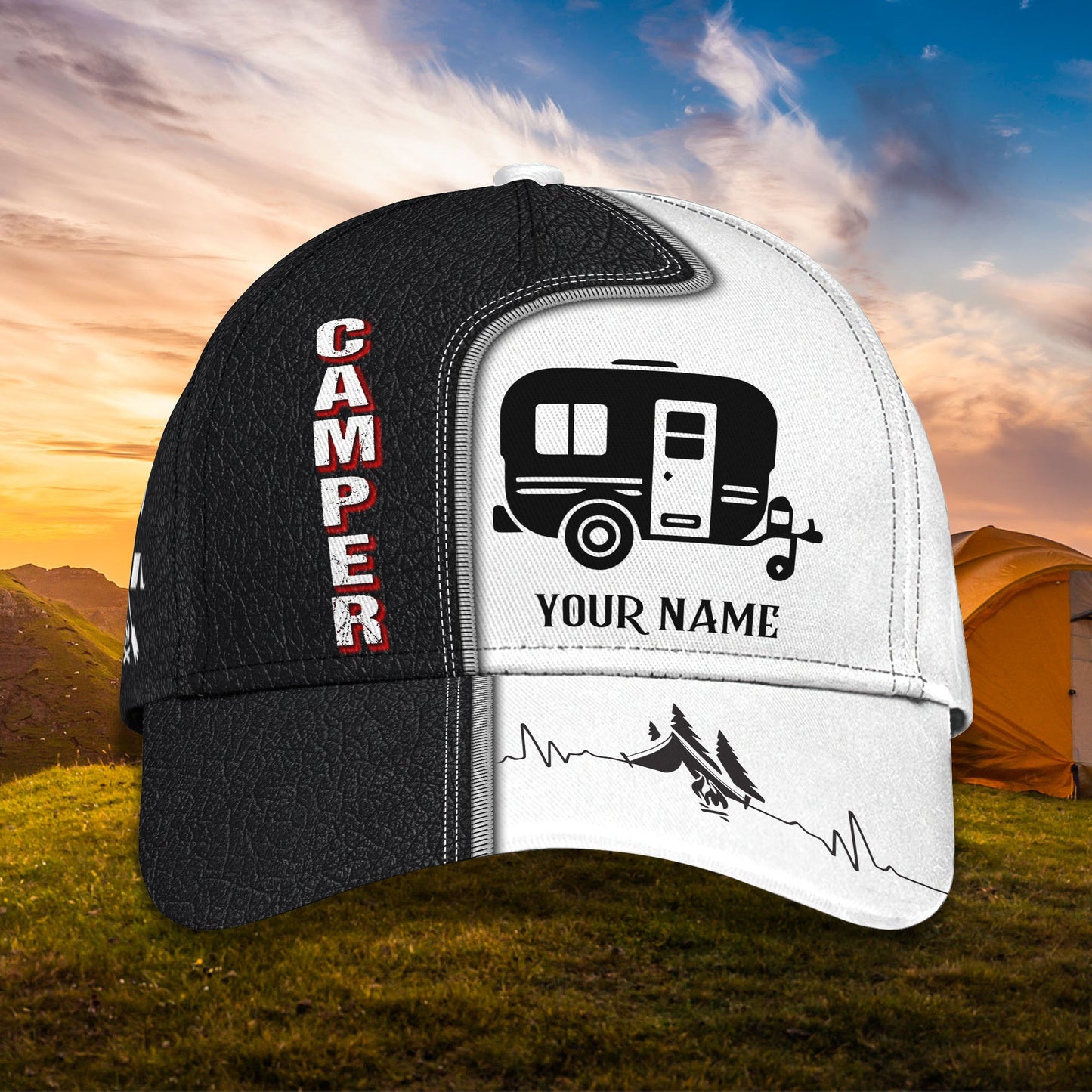3D Classic Cap Camping Personalized Name Cap 32 Lasfour CA2076