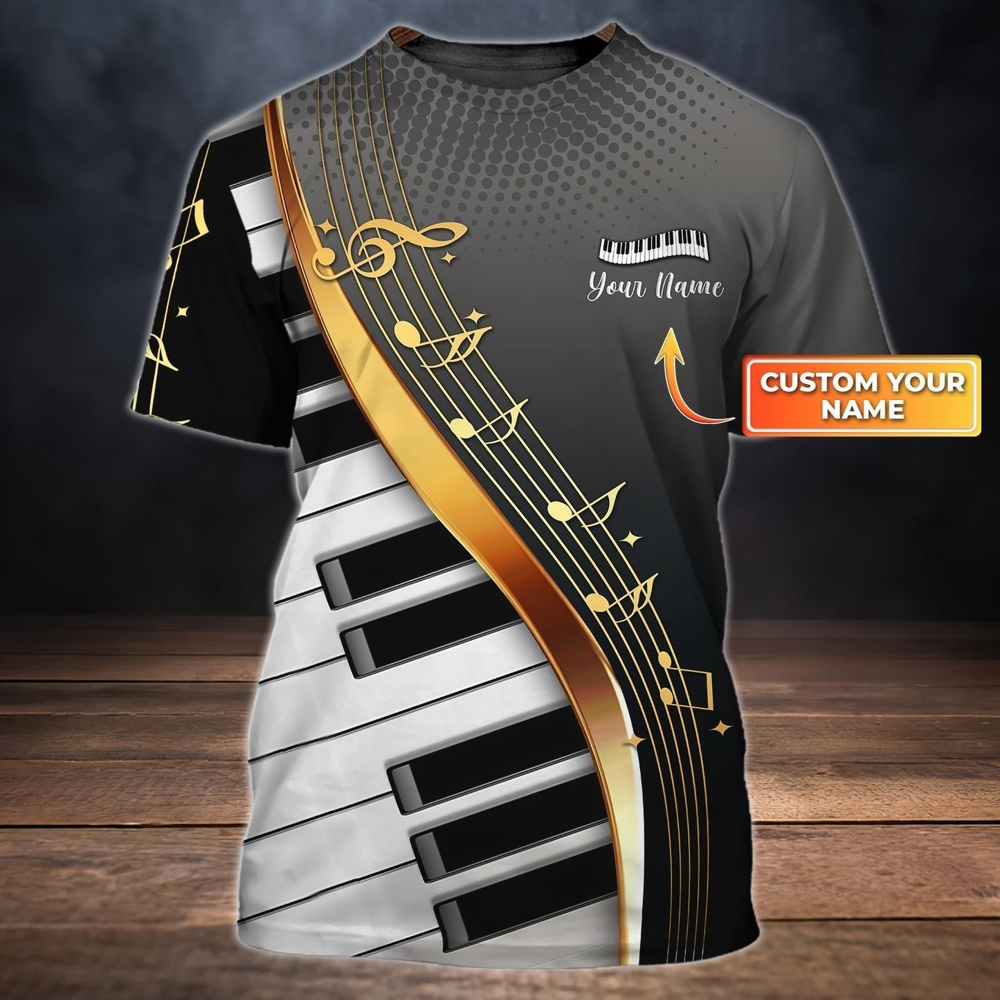 Personalized 3D Sublimation Piano On Shirt For Men Women Gold Piano Shirt Gift For Piano Lover TO1858