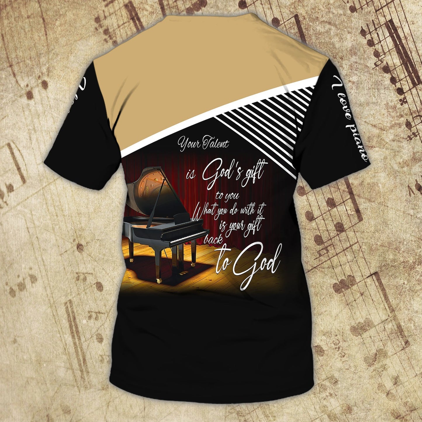 Customized 3D All Over Print Piano T Shirt For Him Her, Love Piano Shirts, Sumlimation Piano On Tshirt TO0730