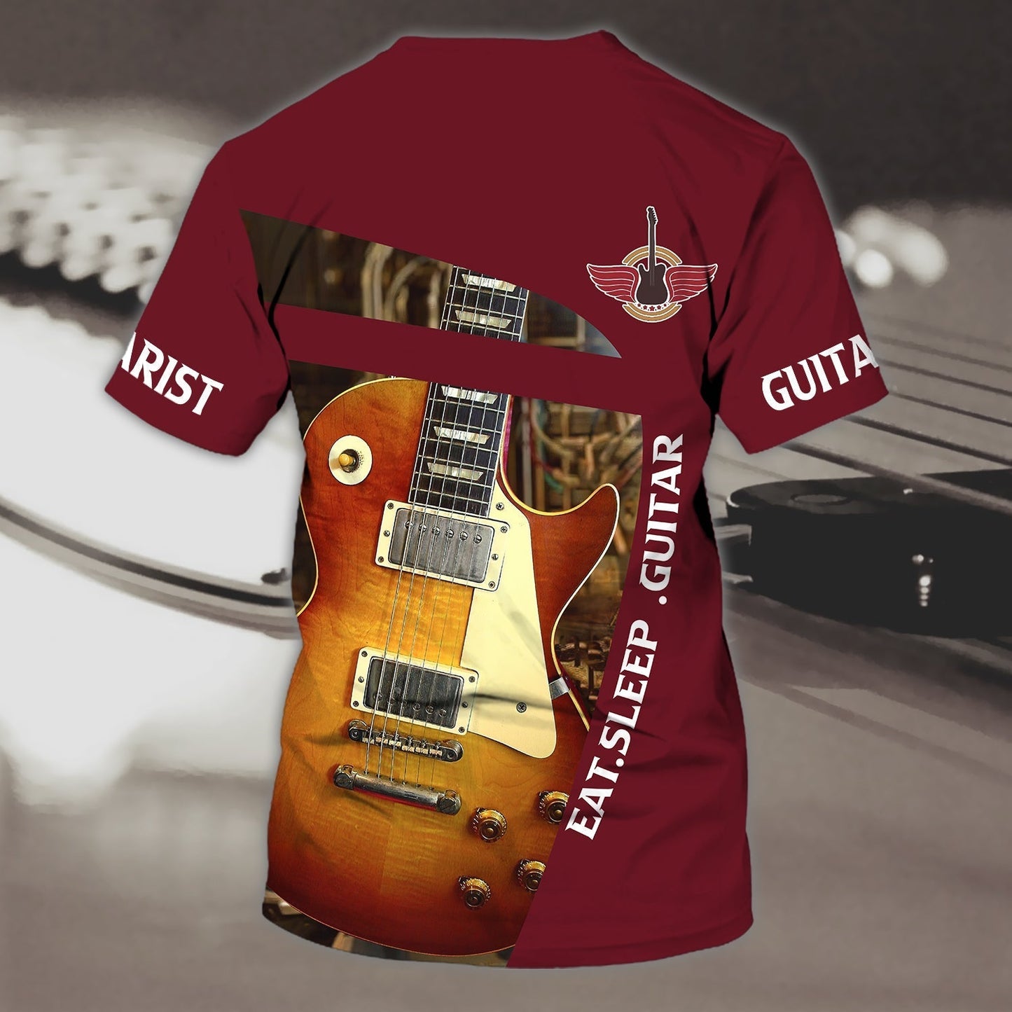 Customized Guitarist 3D Full Print Tee Shirt, Eat Sleep With Guitar, Guitar Lover Special Gifts TO0619