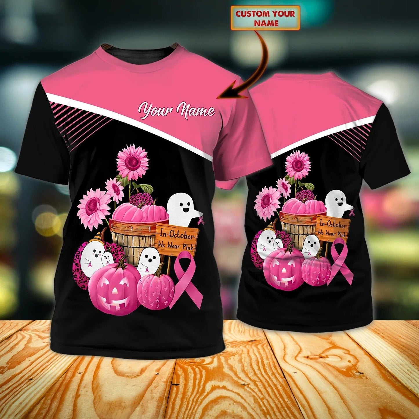 3D Custom Breast Cancer Survivor Shirt, In October We Wear Pink Tshirt Men Women, Cancer Awareness Gifts TO2438