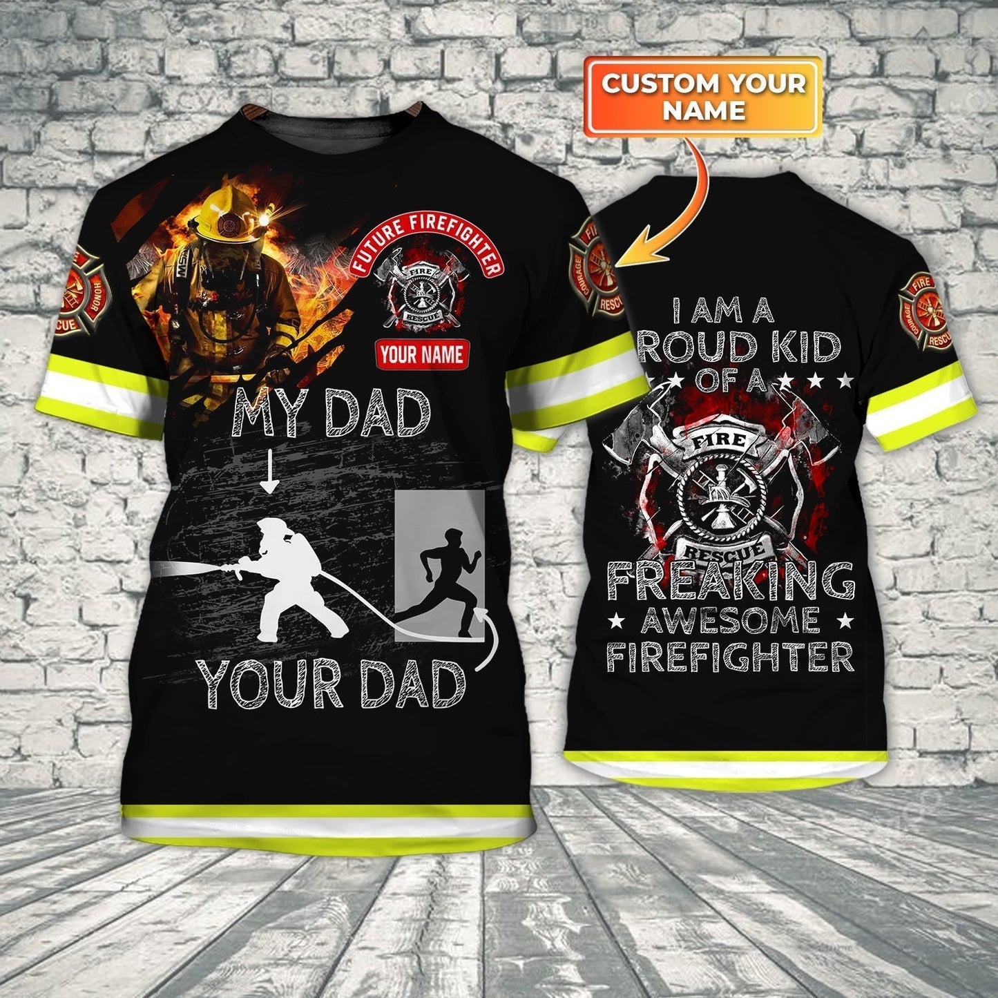 Personalized Firefighter Dad 3D All Over Print Shirts From Son To Firefighter Dad, I Am Proud Kid Of Firefighter Man TO0176