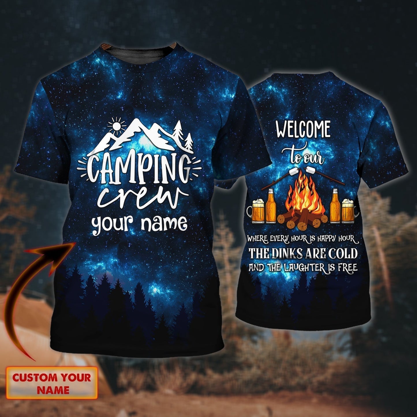 Custom Camping Crew 3D Full Print T Shirt For Men And Women, Camping With Beer T Shirt, Summer Camping Shirts TO0886