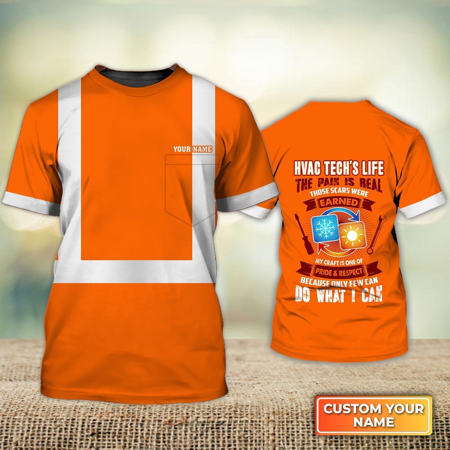 Personalized Name 3D Hvac Technician Shirt Life Hvac Tech Uniform Orange Gift For Hvac Tech TO1777