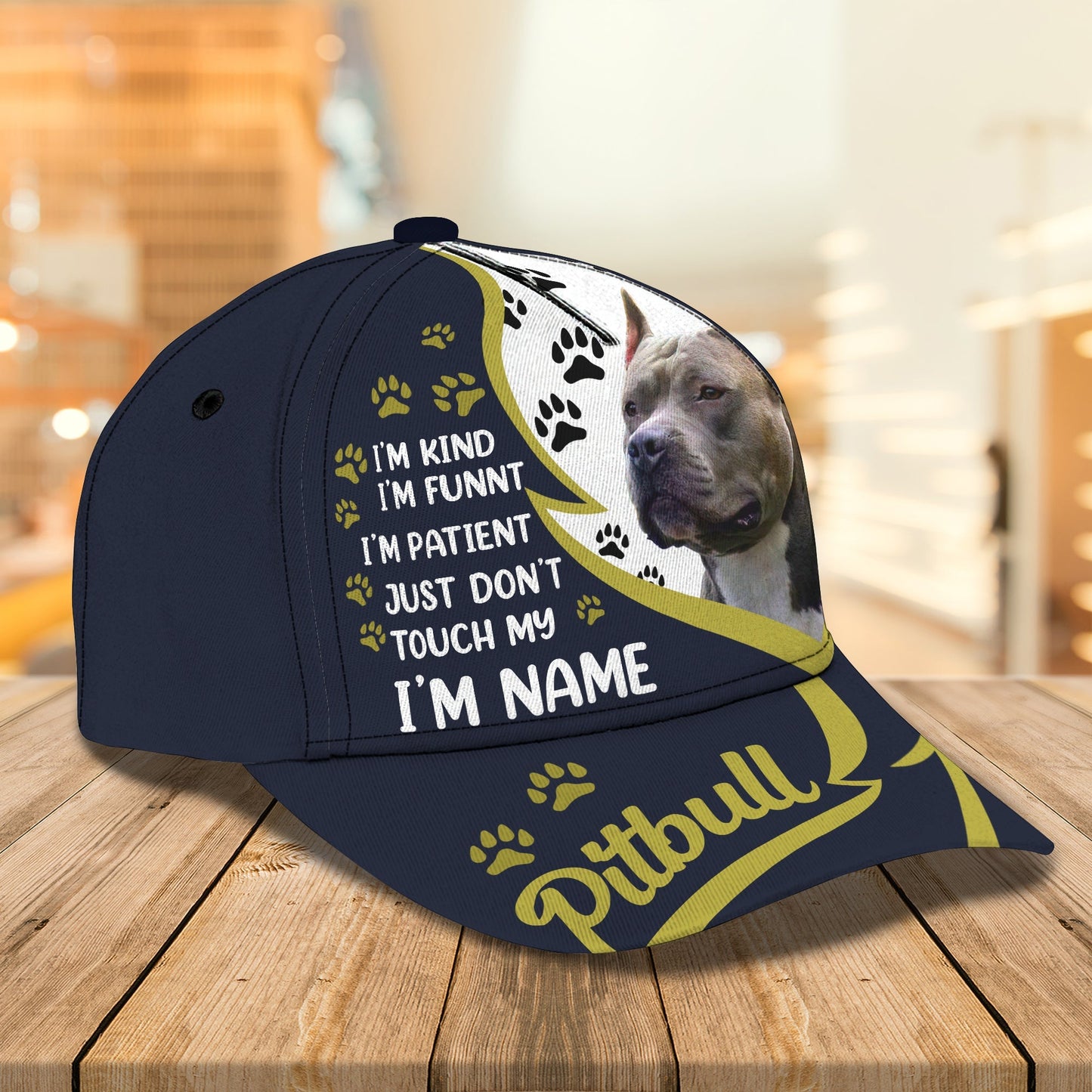3D Classic Cap Pitbull 3 Personalized Name Cap Lasfour CA1150