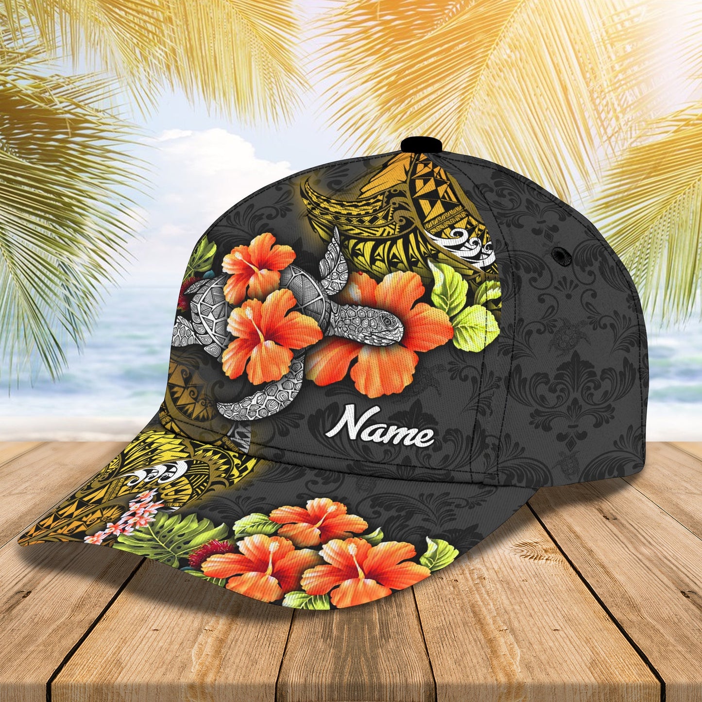 3D Classic Cap Hawaiian Personalized Name Cap Lasfour CA0046
