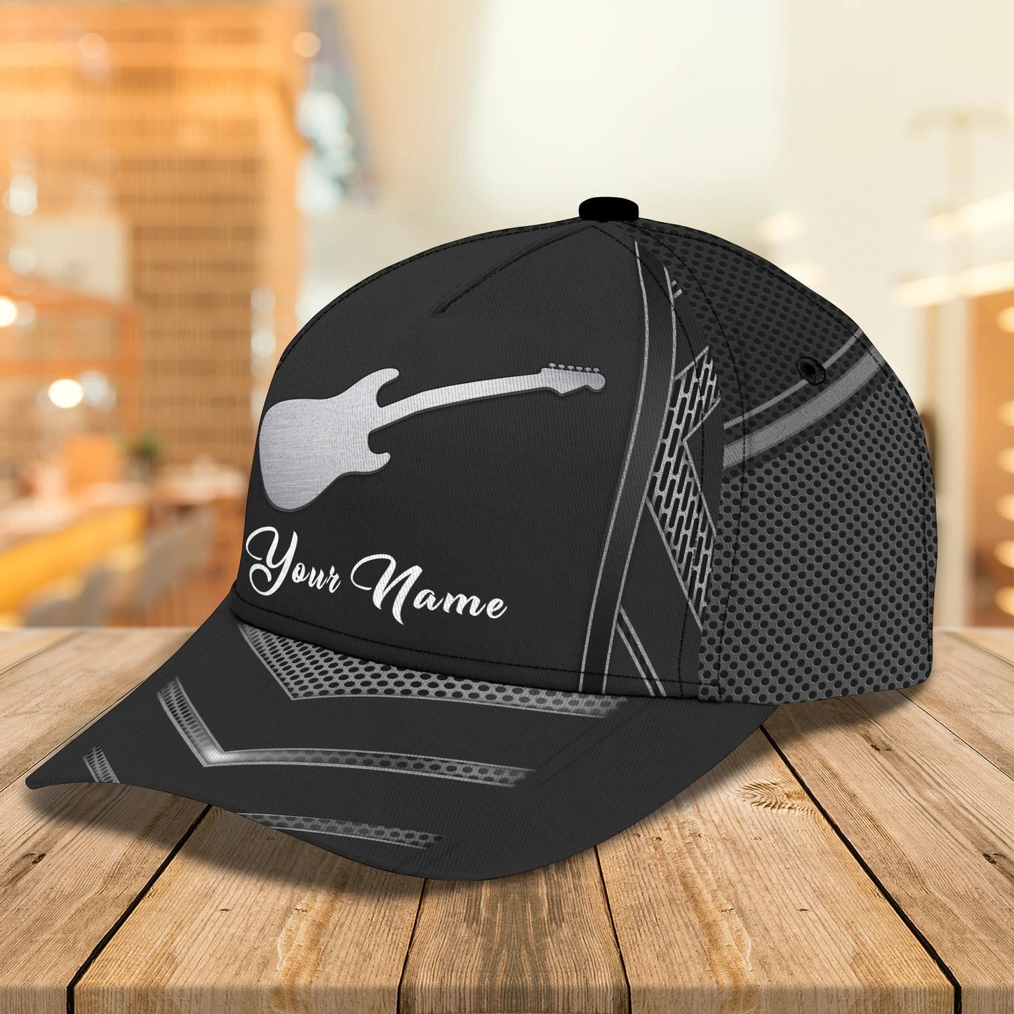 White And Black Guitar Cap Hat For Man, Gift To Guitar Man, Guitar Lover 3D Full Print Cap Hat CO0423