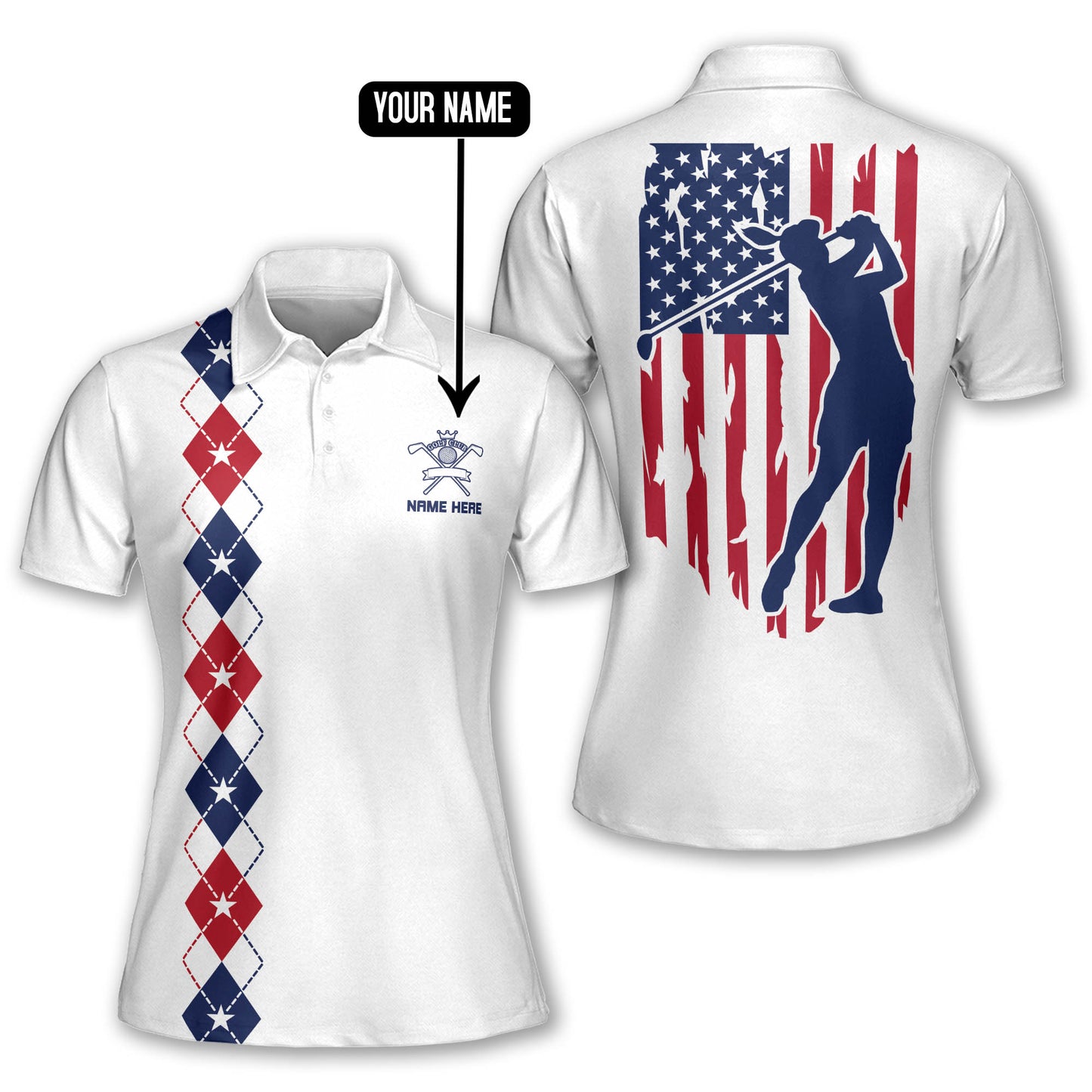 American Flag Golf Polo Shirt GW0018