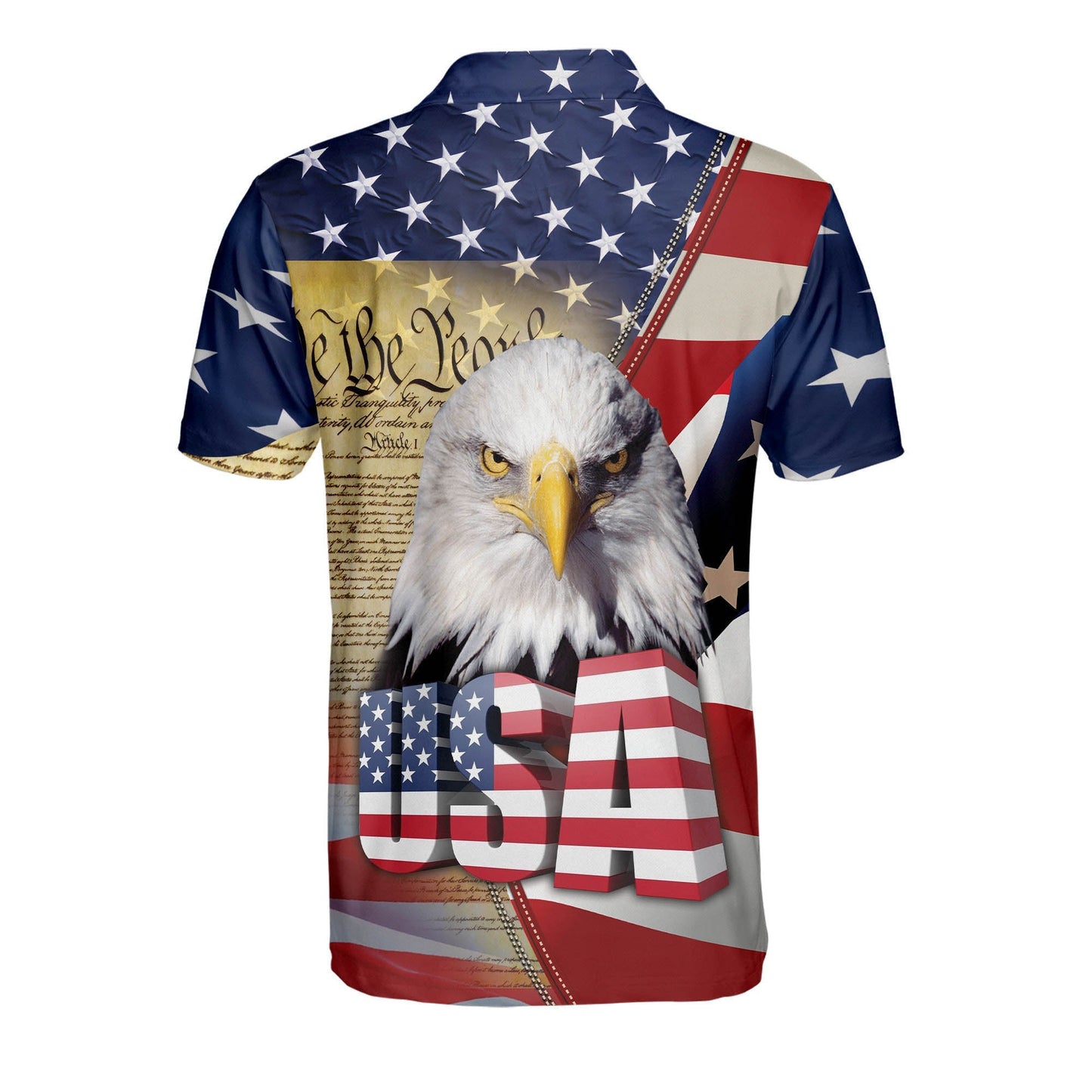 3D All Over Print American Flag Patriotic Polo Shirt, Eagle USA Flag Shirt, Gift for Him SO0565