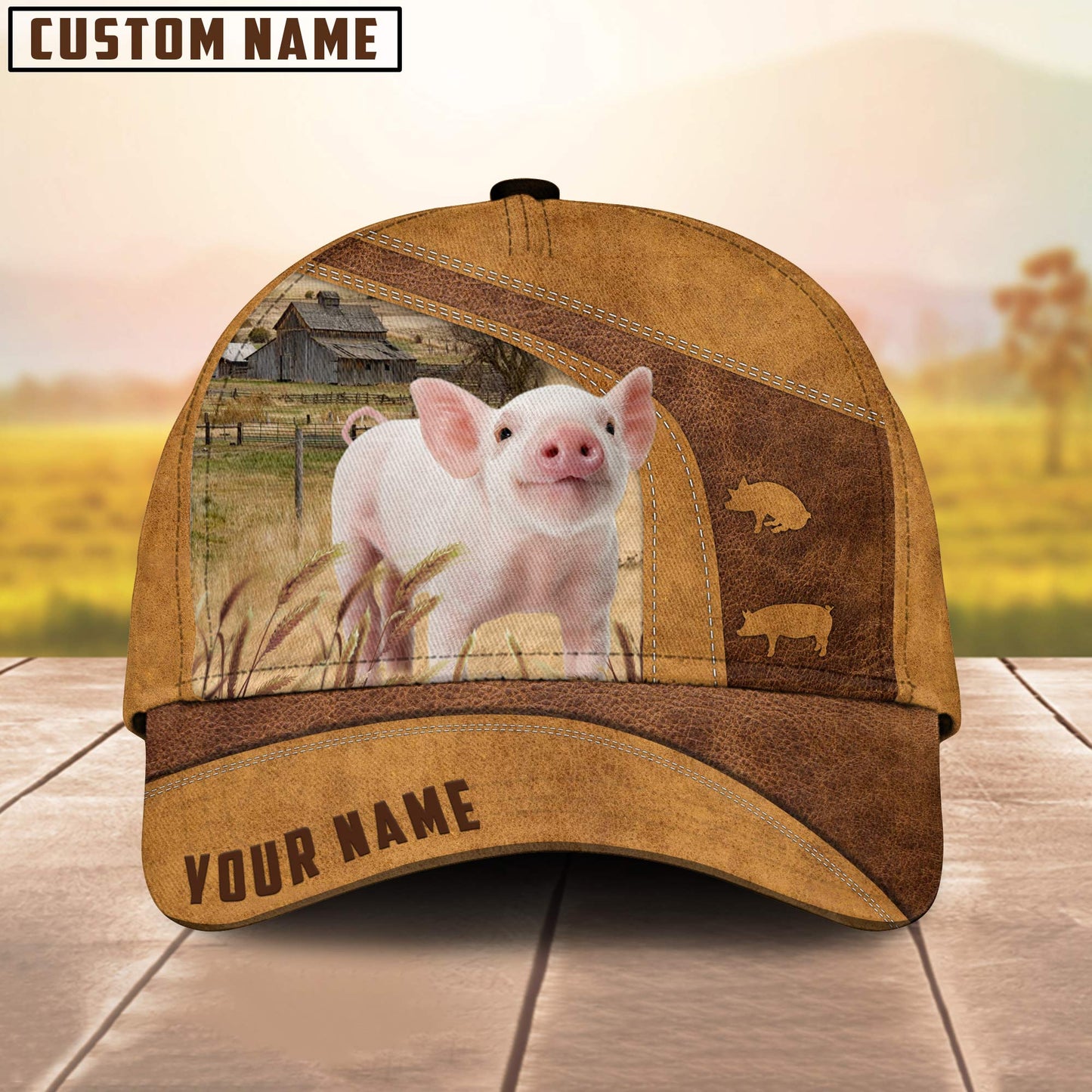 Custom Name Pig 3D Cap 3D All Over Print Baseball Cap, Cap For Farm Lovers, Animal Cap, Leather Pattern Cap CA2994