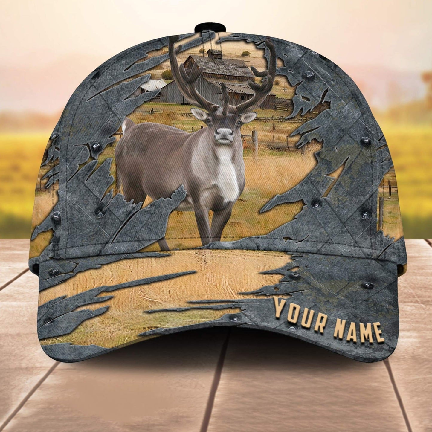Rain Deer Customized Name 3D Cap 3D All Over Print Baseball Cap, Cap For Farm Lovers, Animal Cap, Leather Pattern Cap CA3223