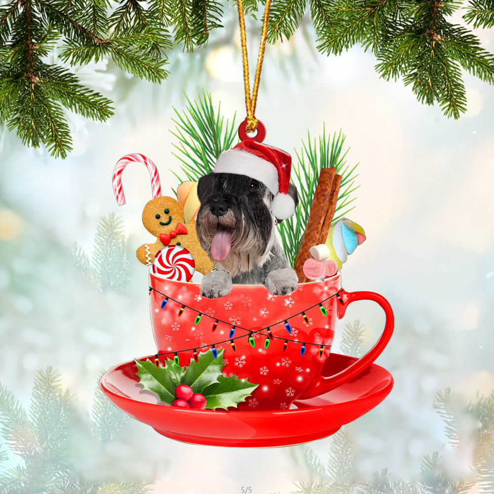 Standard Schnauzer In Cup Merry Christmas Ornament Flat Acrylic Dog Ornament OO1852