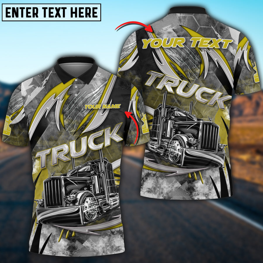 Truck Smoky Multicolor Pattern Personalized Name 3D Polo Shirt For Truck Driver TO3516