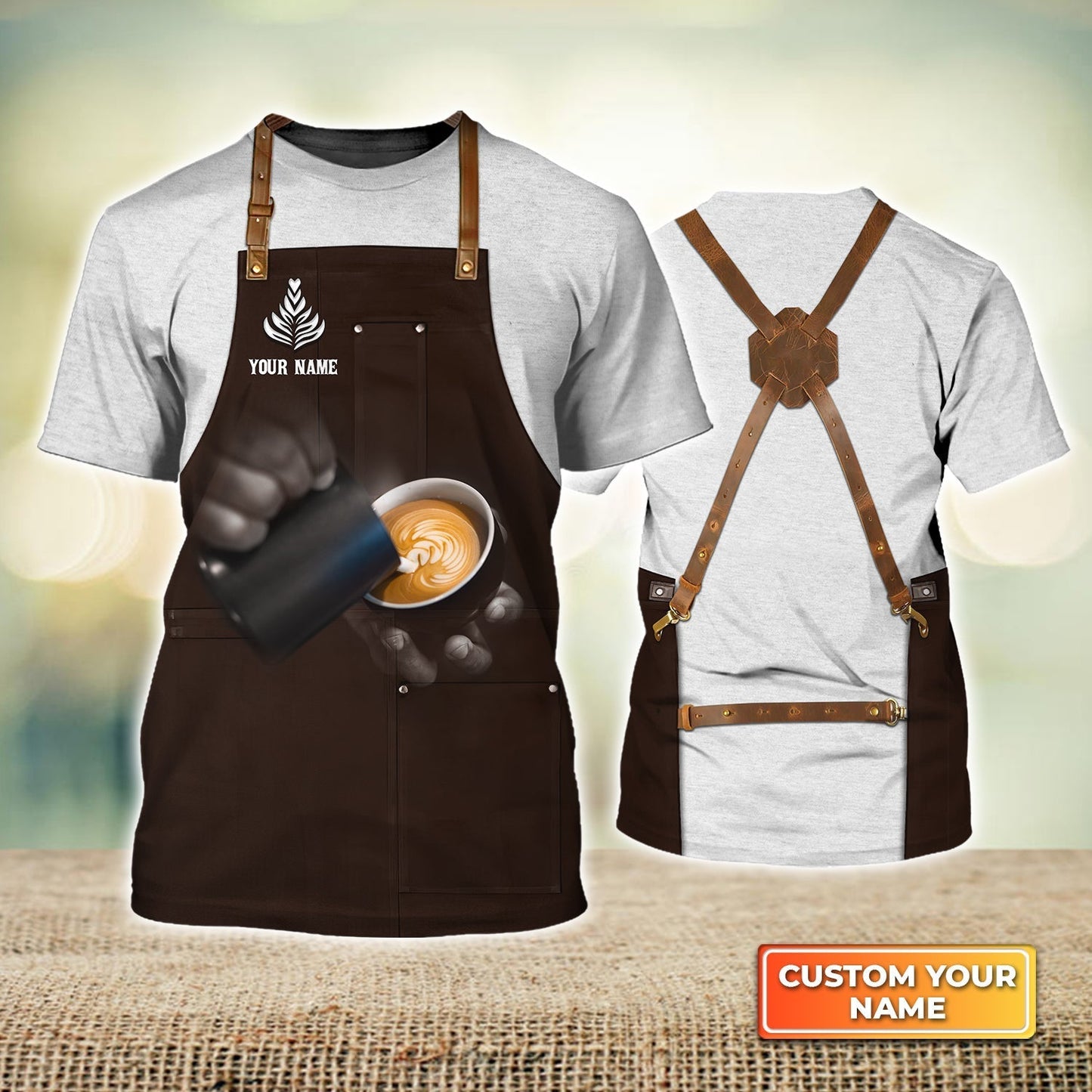 Personalized 3D Barista Shirt Barista Apron Making Rosetta Latte Bartender Gift TO1805