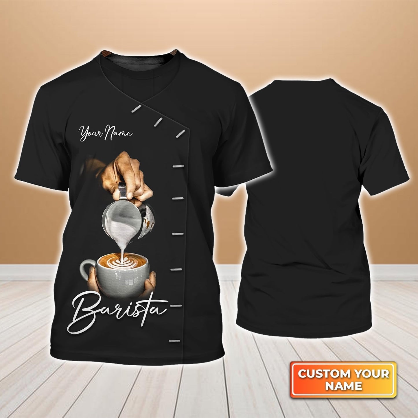 Custom Barista Shirt Barista Hand Making Lattle Drawing Barista Uniform Bartender Gift TO1757