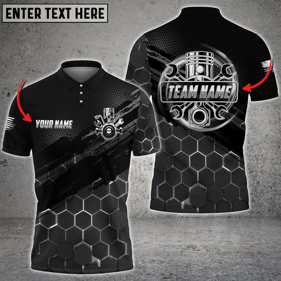 Mechanic Honeycomb Custom Name Multi Color All Over Printed 3D Polo Shirt, Mechanic Polo Shirt TO3479